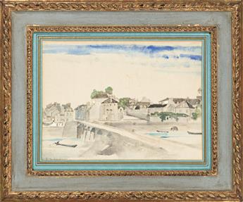 ARTHUR B. DAVIES View of a Town on a River.